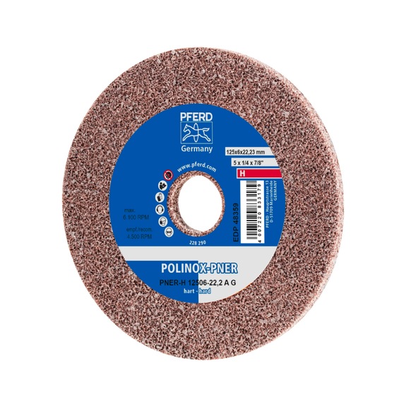 PFERD POLINOX verpresstes Vlies-Rad PNER 125x6mm Bohrung 22,23mm Hart Korn grob - Vlies-Schleifscheibe