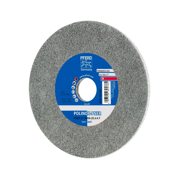 PFERD POLINOX verpresstes Vlies-Rad PNER Durchmesser 150x6mm Bohrung 25,4 Hart - Vlies-Schleifscheibe