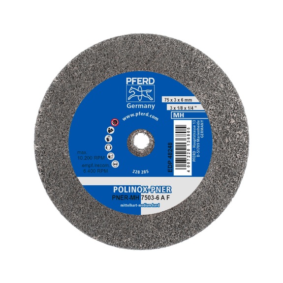PFERD POLINOX pressed non-woven wheel PNER diameter 75x3mm bore 6 medium hard - Non-woven grinding wheel