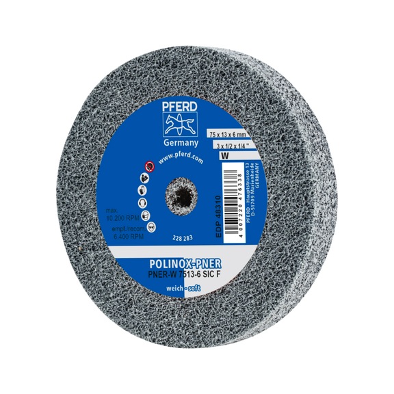 PFERD POLINOX pressed non-woven wheel PNER diameter 75x13mm bore 6 soft SiC - Non-woven grinding wheel