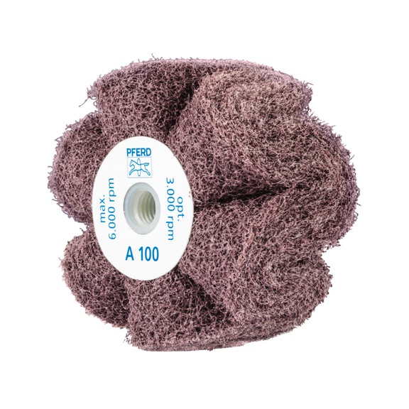 PFERD POLINOX Vlies-Schleifrad PNG Durchmesser 100x50mm Gewinde M14 A100 - Schleifwerkzeug aus Schleifmittel auf Unterlage