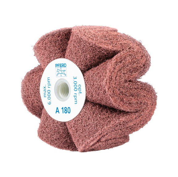 PFERD POLINOX Vlies-Schleifrad PNG Durchmesser 100x50mm Gewinde M14 A180 - Schleifwerkzeug aus Schleifmittel auf Unterlage