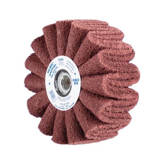 PFERD POLINOX Vlies-Schleifrad PNG Durchmesser 125x50mm Gewinde M14 A280 - Schleifwerkzeug aus Schleifmittel auf Unterlage