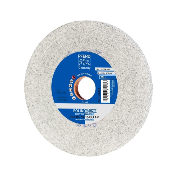 PFERD POLINOX Gewickeltes Vlies-Rad PNK Durchmesser 150x13mm Bohrung 25,4 hart A - Vlies-Schleifscheibe