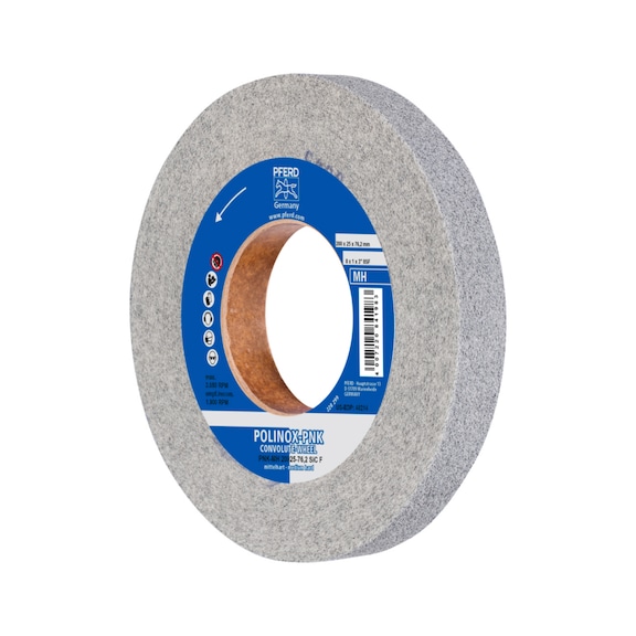 PFERD POLINOX Gewickeltes Vlies-Rad PNK Durchmesser 200x25mm Bohrung 76,2mm hart - Vlies-Schleifscheibe
