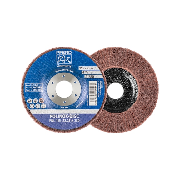 PFERD POLINOX non-woven abrasive disc PNL diameter 115 mm bore-D 22.23 mm A280 - Abrasive tool made of abrasive on a base