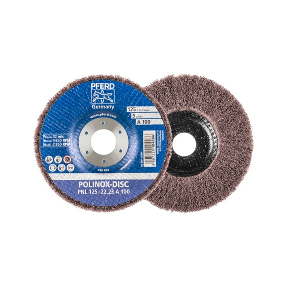 PFERD POLINOX non-woven abrasive disc PNL diameter 125 mm bore-D 22.23 mm A100 - Abrasive tool made of abrasive on a base