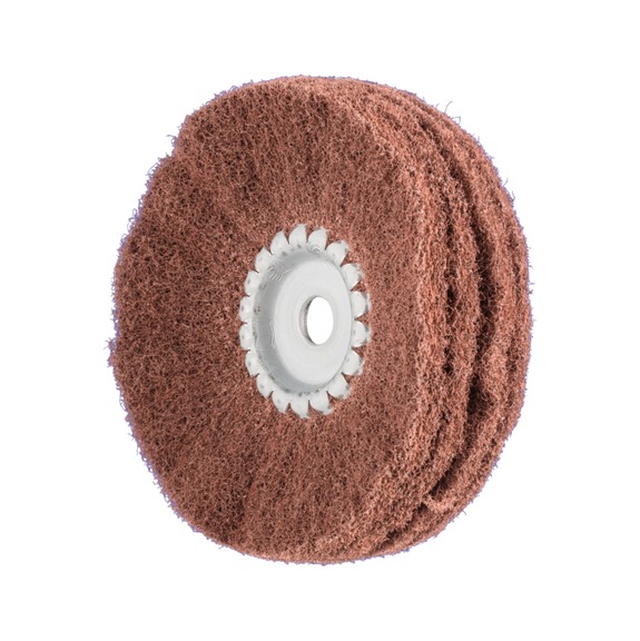 PFERD POLINOX Vlies-Schleifrad PNR Durchmesser 100x35 mm Bohrung-D 10 A180 - Schleifwerkzeug aus Schleifmittel auf Unterlage