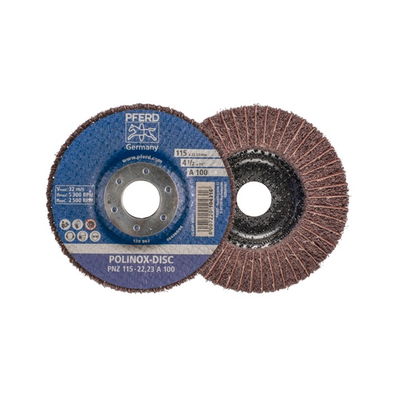 PFERD POLINOX non-woven abrasive disc PNZ diameter 115 mm bore-D 22.23 mm A100 - Abrasive tool made of abrasive on a base