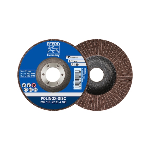 PFERD POLINOX non-woven abrasive disc PNZ diameter 115 mm bore-D 22.23 mm A180 - Abrasive tool made of abrasive on a base