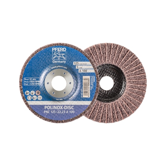 PFERD POLINOX non-woven abrasive disc PNZ diameter 125 mm bore-D 22.23 mm A100 - Abrasive tool made of abrasive on a base
