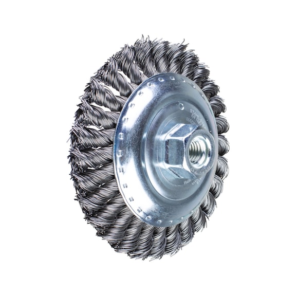 PFERD tapered brush knotted KBG diameter 125x15 mm M14 steel wire 0.50 mm - Cone brush