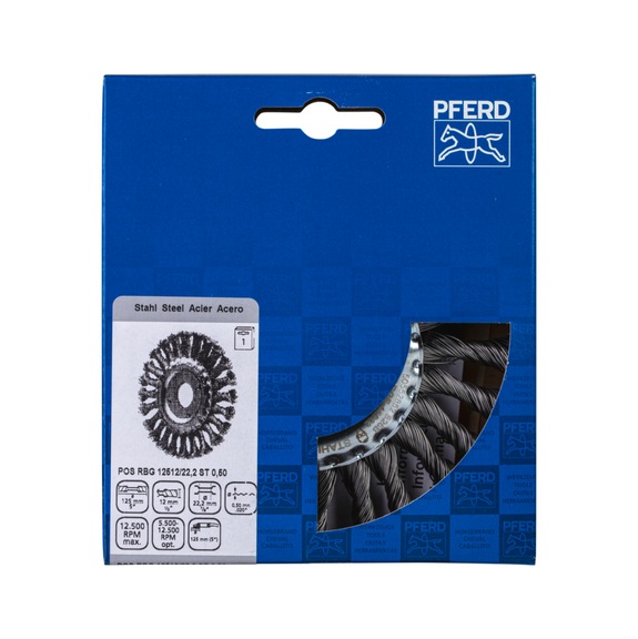 PFERD round brush knotted RBG diameter 125x12x22.2 mm steel wire 0.50 mm - Round brush (knotted wire)