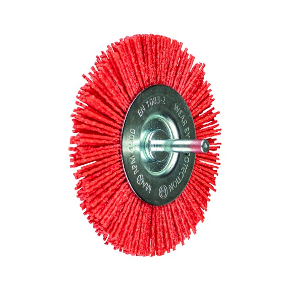 PFERD round brush unknotted RBU diameter 100mm shaft 6 mm RED filament 1.27 - Round shaft brush