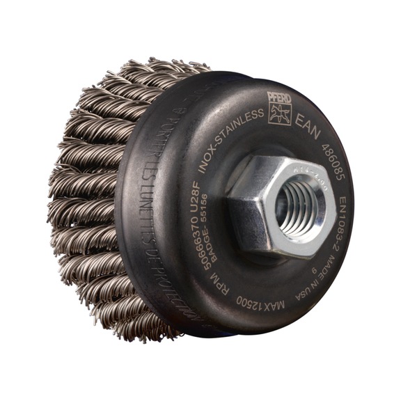 PFERD POS cup brush 2-row knotted TBG HD diameter 65 mm M14 wire 0.50 mm - Cup brush