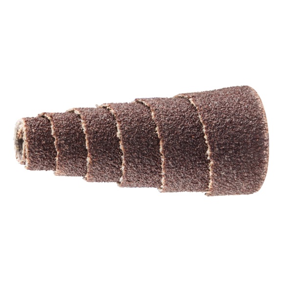 PFERD POLIROLL PRK conical sanding rollers 12x25 mm bore 3 mm corundum A150 - Abrasive tool made of abrasive on a base
