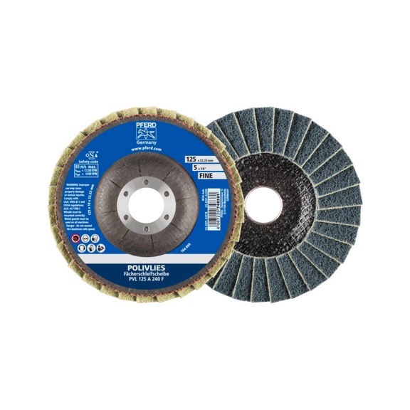 PFERD POLIVLIES serrated lock washer PVL corundum diameter 125mm bore 22.23mm A240F - Abrasive tool made of abrasive on a base