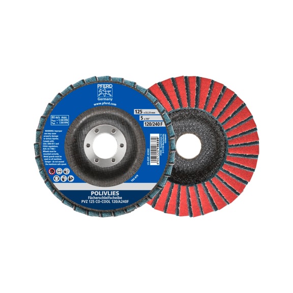 PFERD POLIVLIES serrated lock washer PVZ ceramic 125mm bore 22.23mm CO-COOL120/A240F - Abrasive tool made of abrasive on a base