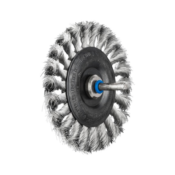PFERD round brush knotted RBG diameter 100x12 mm shaft 6 stainless steel wire 0.35 - Round shaft brush