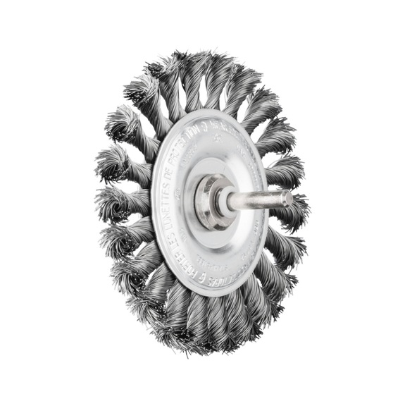 PFERD round brush knotted RBG diameter 100x12 mm shaft 6 mm steel wire 0.35 - Round shaft brush