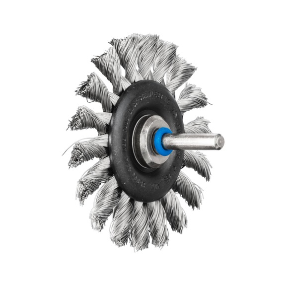 PFERD round brush knotted RBG diameter 76x6 mm shaft 6mm stainless steel wire 0.35 - Round shaft brush