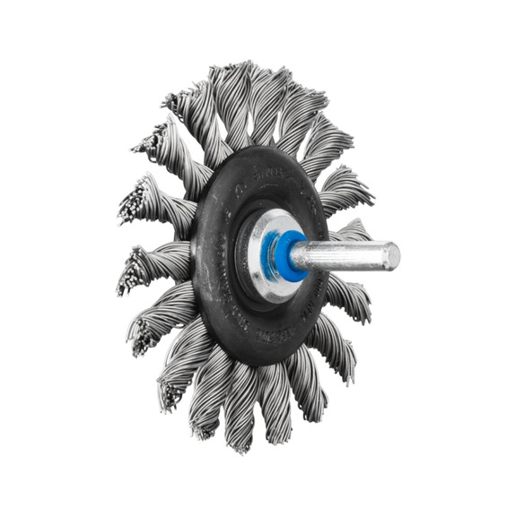PFERD round brush knotted RBG diameter 76x6 mm shaft 6mm stainless steel wire 0.50 - Round shaft brush