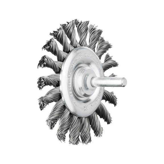 PFERD POS Rundbürste gezopft RBG Durchmesser 76x6 mm Schaft 6mm Stahl-Draht 0,50 - Schaft-Rundbürste