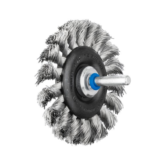PFERD round brush knotted RBG diameter 76x12mm shaft 6mm stainless steel wire 0.35 - Round shaft brush