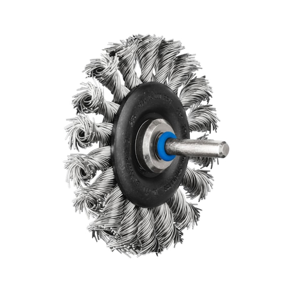 PFERD round brush knotted RBG diameter 76x12mm shaft 6mm stainless steel wire 0.50 - Round shaft brush