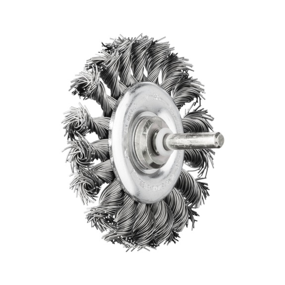 PFERD round brush knotted RBG diameter 76x12mm shaft 6mm steel wire 0.50mm - Round shaft brush