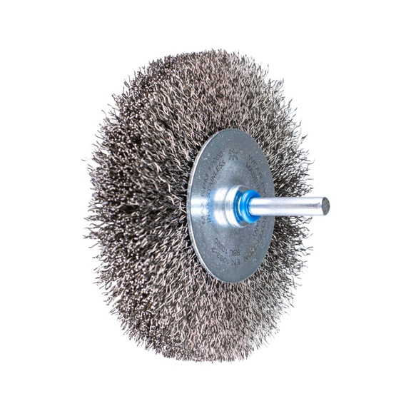PFERD round brush unknotted RBU 100x20 mm shaft 6 mm stainless steel wire 0.30 - Round shaft brush