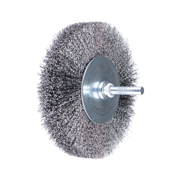 PFERD round brush unknotted RBU diameter 100x20mm shaft 6 mm steel wire 0.20 - Round shaft brush