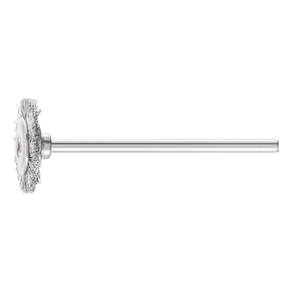 PFERD miniature round brush RBU diameter 16x2 mm shaft 2.34mm steel wire 0.10 - Round shaft brush