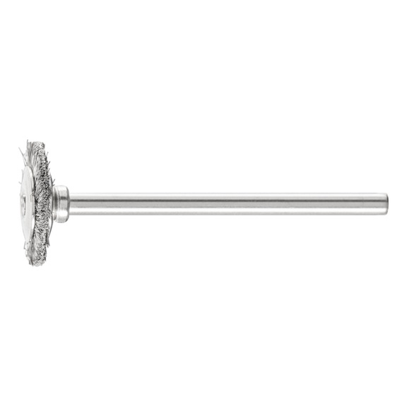 PFERD miniature round brush RBU diameter 16x2mm shaft 3mm stainless steel wire 0.10 - Round shaft brush