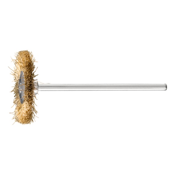 PFERD miniature round brush RBU diameter 22x2 mm shaft 2.34 brass wire 0.10 - Round shaft brush