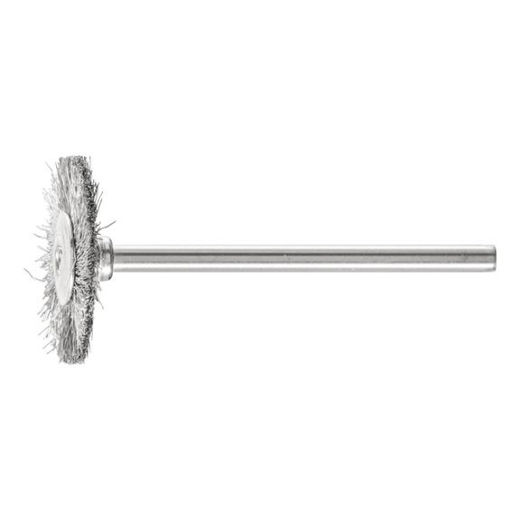 PFERD miniature round brush RBU diameter 22x2mm shaft 3mm stainless steel wire 0.10 - Round shaft brush