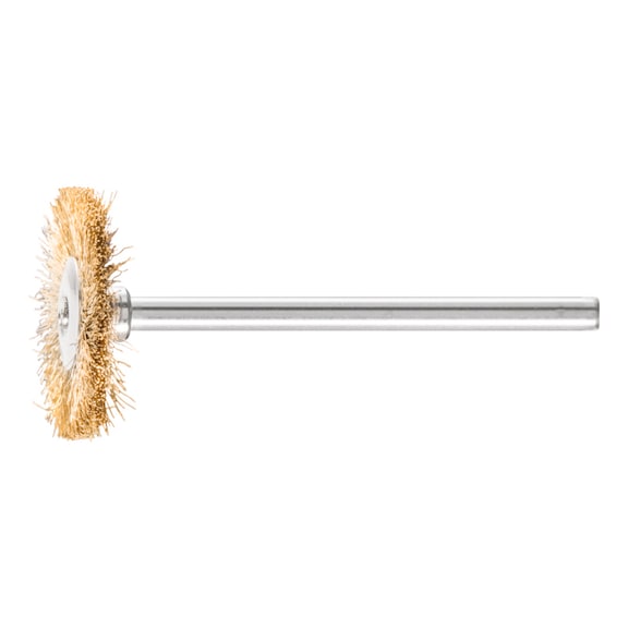 PFERD miniature round brush RBU diameter 22x2 mm shaft 3 mm brass wire 0.10 - Round shaft brush