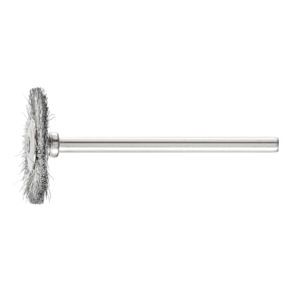 PFERD miniature round brush RBU diameter 22x2 mm shaft 3 mm steel wire 0.10 - Round shaft brush
