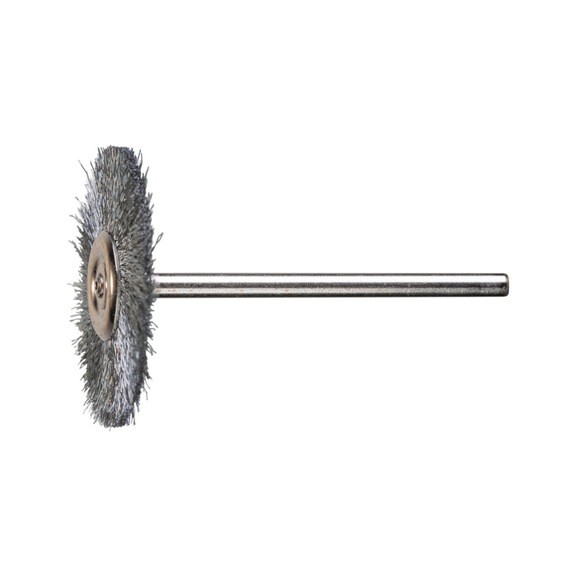 PFERD miniature round brush RBU diameter 32x2 mm shaft 3 mm steel wire 0.10 - Round shaft brush
