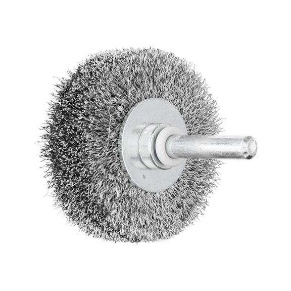 PFERD POS round brush unknotted RBU 50x15 mm shaft 6 mm steel wire 0.20 - Round shaft brush