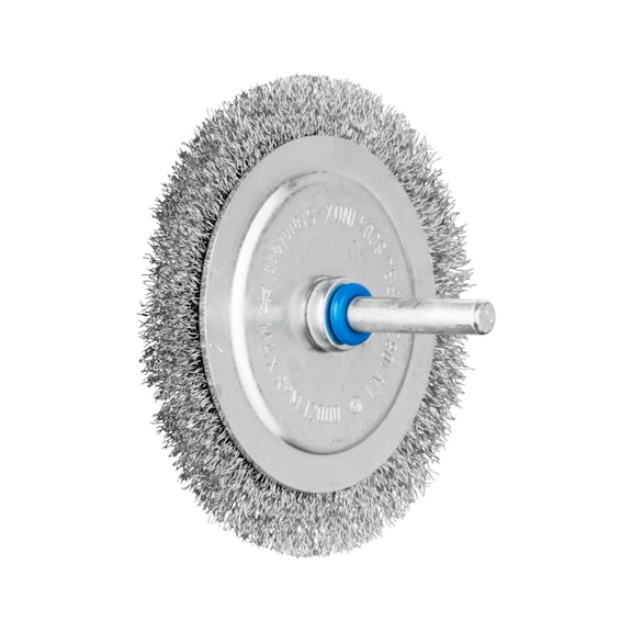 PFERD round brush unknotted RBU diameter 80x4 mm shaft 6 stainless steel wire 0.20 - Round shaft brush