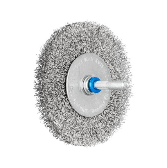 PFERD round brush unknotted RBU diameter 80x10mm shaft 6 stainless steel wire 0.20 - Round shaft brush