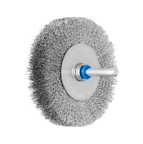PFERD round brush unknotted RBU diameter 80x15mm shaft 6 stainless steel wire 0.15 - Round shaft brush