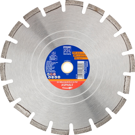 PFERD Diamant-Trennscheibe DS 300x2,8x20/25,4 mm PSF schnelles Trennen Asphalt - Schleifwerkzeug mit Diamant oder Bornitrid mit Bohrung