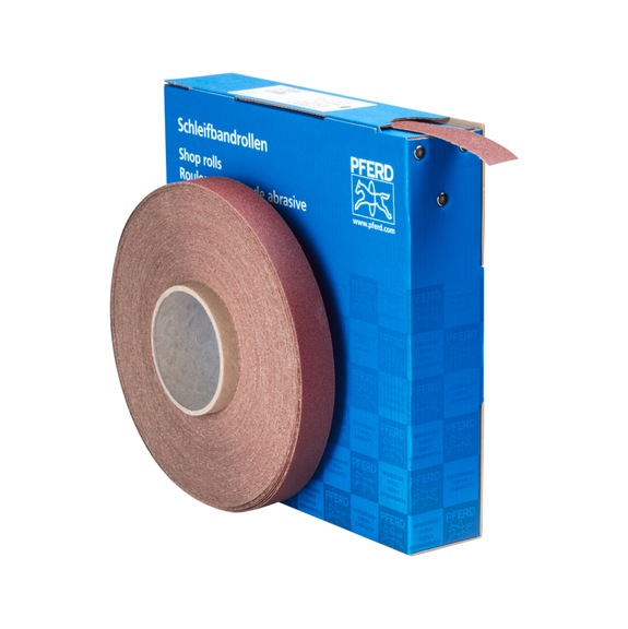 PFERD corundum abrasive belt roll fabric SBR width 25mm x length 50m A100 universal - Abrasive tool made of abrasive on a base