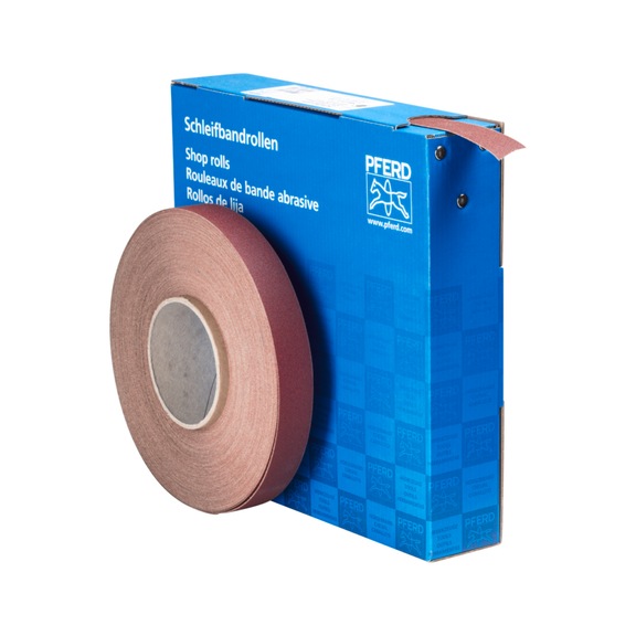 PFERD corundum abrasive belt roll fabric SBR width 25mm x length 50m A150 universal - Abrasive tool made of abrasive on a base