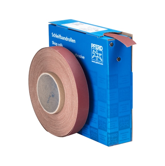PFERD corundum abrasive belt roll fabric SBR width 25mm x length 50m A320 universal - Abrasive tool made of abrasive on a base