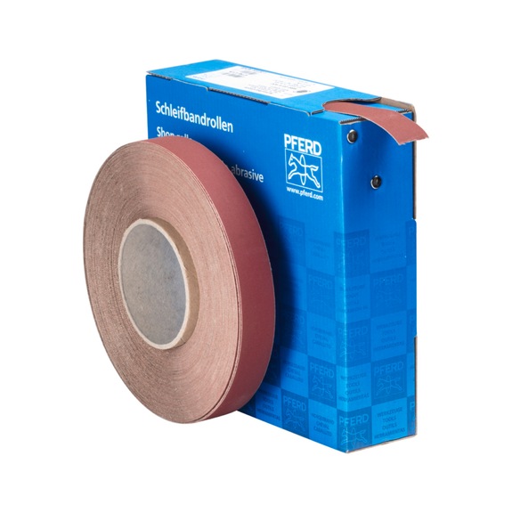 PFERD corundum abrasive belt roll fabric SBR width 25mm x length 50m A400 universal - Abrasive tool made of abrasive on a base