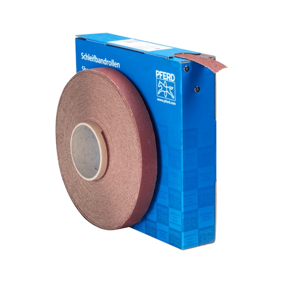 PFERD corundum abrasive belt roll fabric SBR width 25mm x length 50m A60 universal - Abrasive tool made of abrasive on a base