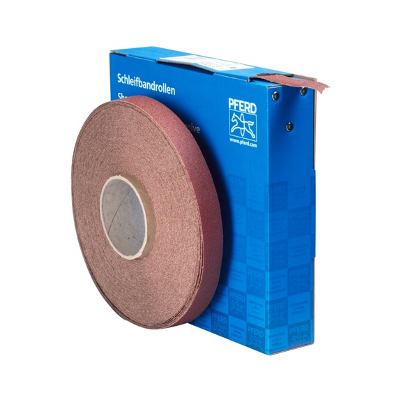 PFERD corundum abrasive belt roll fabric SBR width 25mm x length 50m A80 universal - Abrasive tool made of abrasive on a base